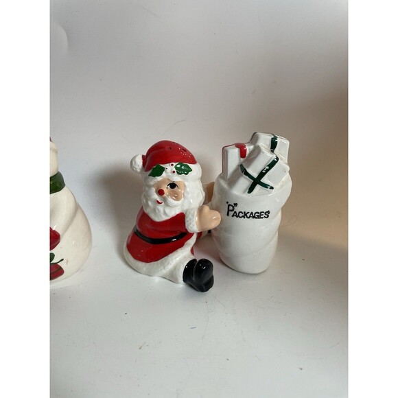 Christmas Salt and Pepper Shakers Lot, Santa Snowman, 2 Sets Vintage Rare - Picture 3 of 14